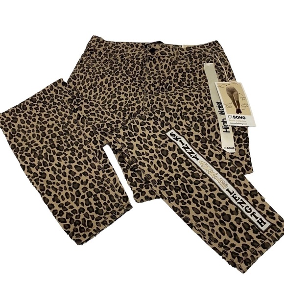 𝅺nwt CI SONO leopard Jeans Sz 7 skinny - Picture 1 of 6